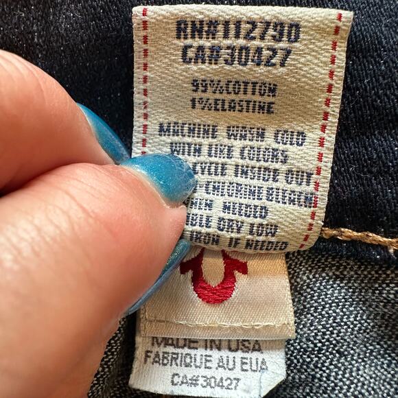 True Religion Tommy Vintage Y2K Low Rise Dark Wash Orange Stitched Bootcut Jean - Picture 16 of 16